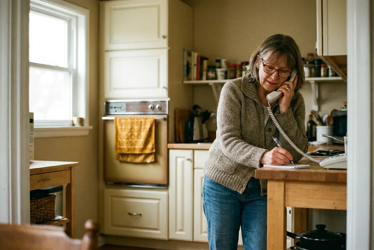 A caregiver checks a pay schedule on her phone